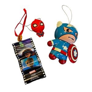 Marvel Ornament Bundle Spider-Man Captain America Disney Film Strip Ornament Set